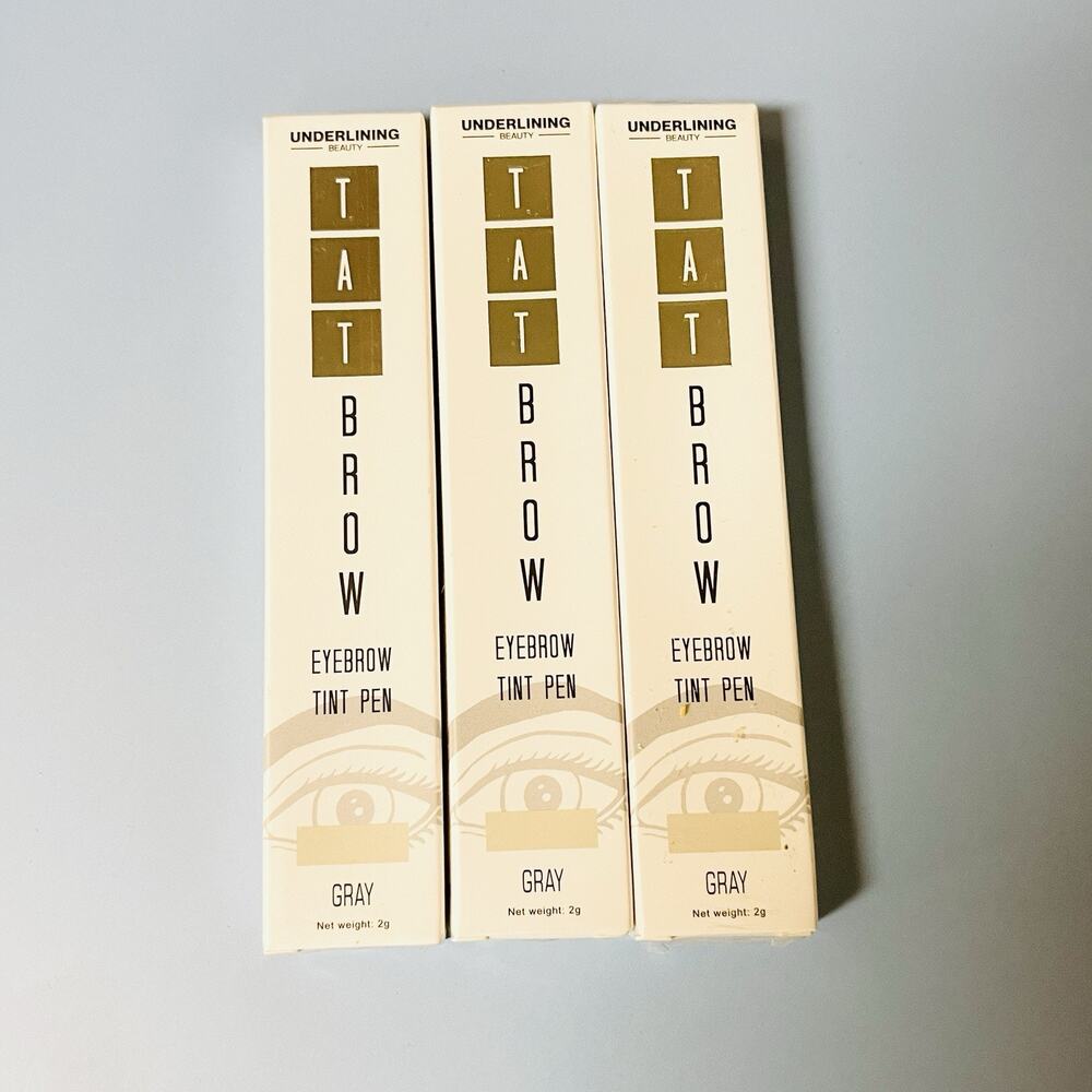 Lot Of 3 TAT Brow Eyebrow Tint Pens Waterproof Smudge‎ Proof 24hrs+ GRAY